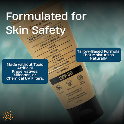 Sky and Sol Mineral Sunscreen SPF 50 | With Grass-Fed Tallow & Zinc Oxide | Non-Greasy Formula for Face & Body | Made Without Reef-Harming UV Filters