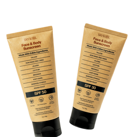 Sky and Sol Mineral Sunscreen SPF 50 | With Grass-Fed Tallow & Zinc Oxide | Non-Greasy Formula for Face & Body | Made Without Reef-Harming UV Filters