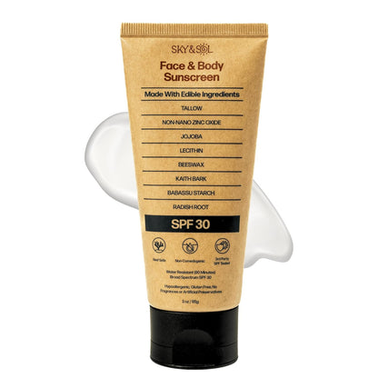 Sky and Sol Mineral Sunscreen SPF 50 | With Grass-Fed Tallow & Zinc Oxide | Non-Greasy Formula for Face & Body | Made Without Reef-Harming UV Filters