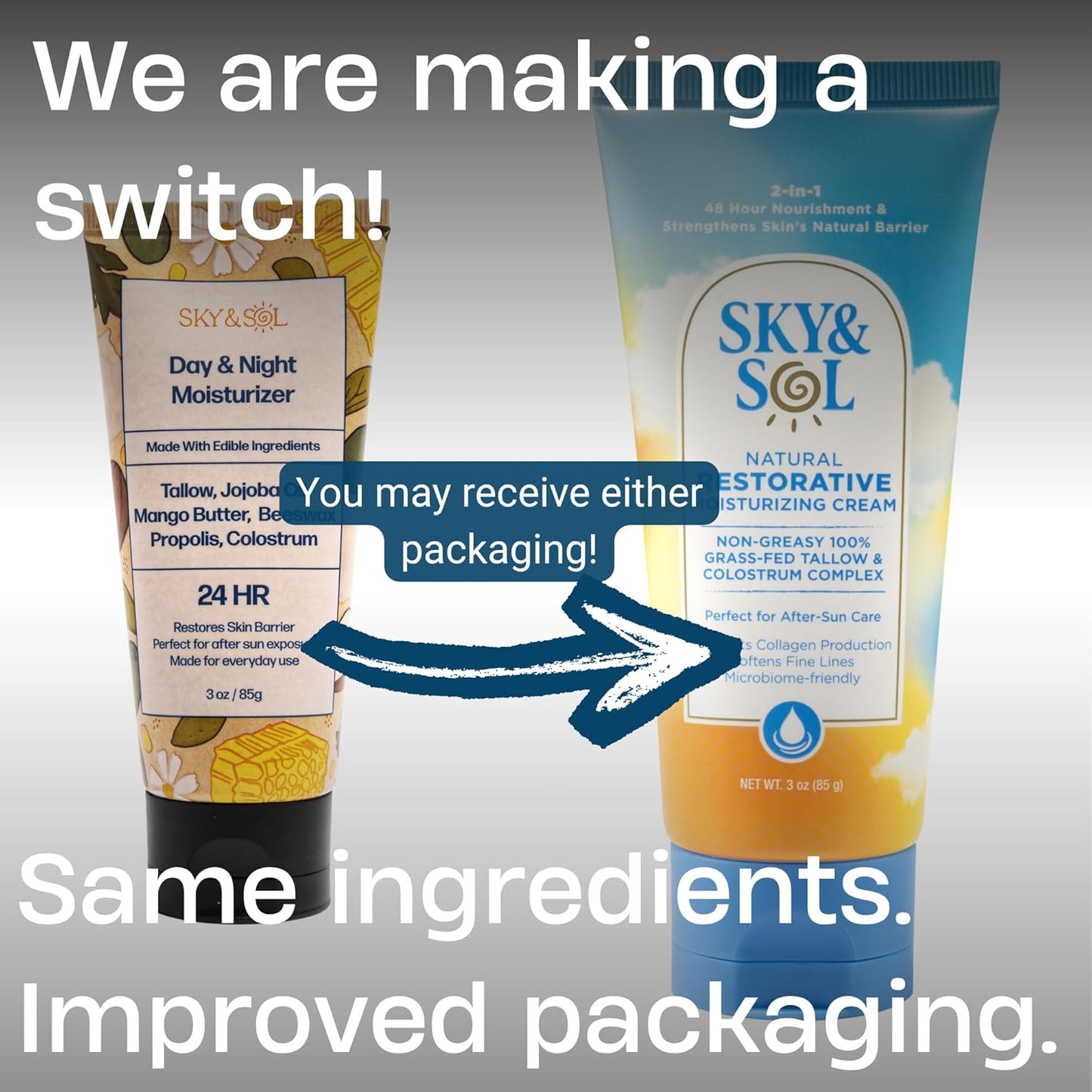 Sky and Sol Everything Cream | 100% Grass Fed Beef Tallow Moisturizer for Face and Body | Day & Night Skincare | Safe Natural Edible-Grade Ingredients | After-Sun Care | All Skin Types | 3 oz